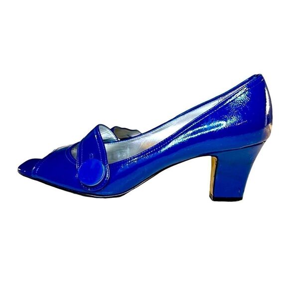 Tahari Billie 2 Patent Leather Peep Toe Pump. Royal blue Cobalt blue - Picture 1 of 8